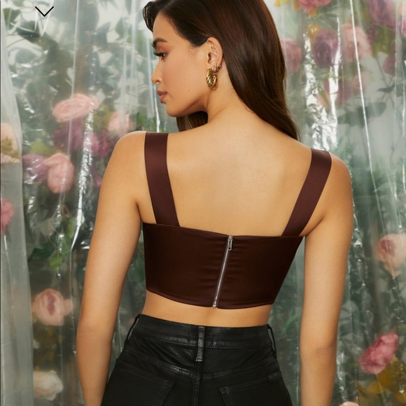 Oh Polly Brown Satin Corset - Picture 3 of 6